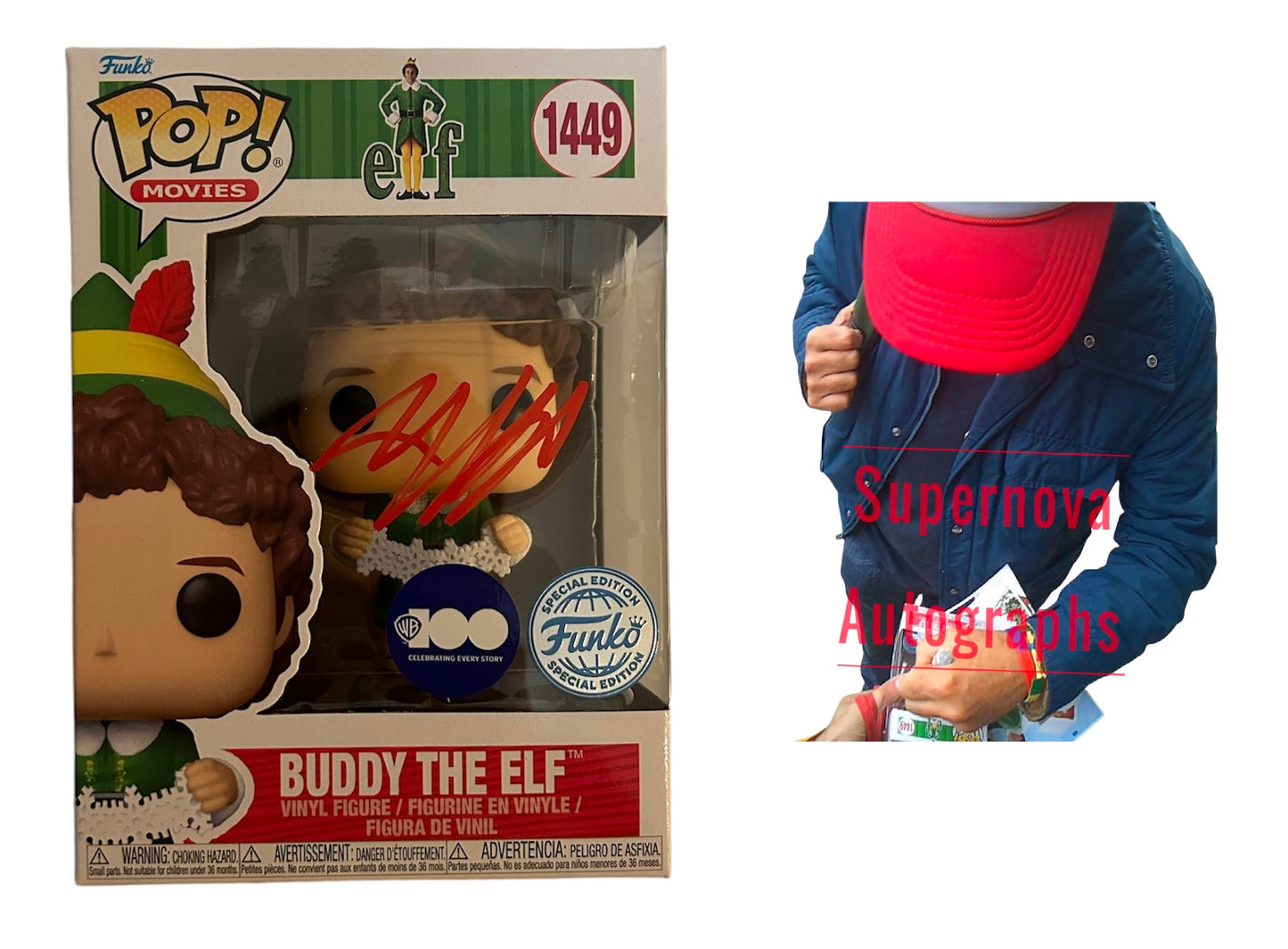 Will Ferrell Signed Autographed Elf Funko Pop 1449 with Exact Photo Proof
