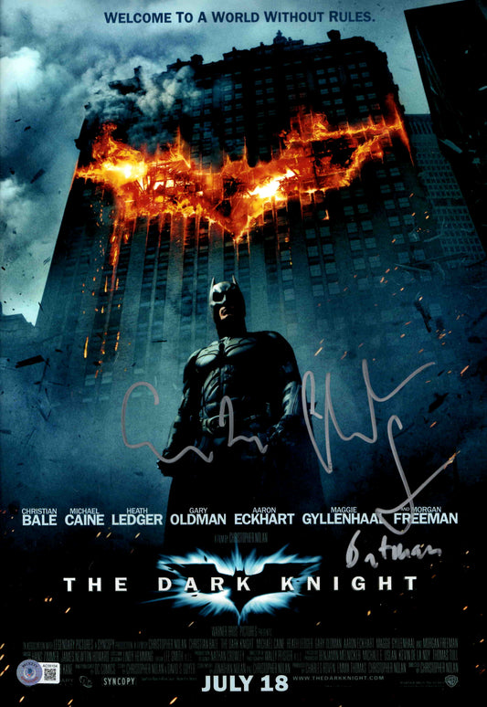 Christian Bale & Christopher Nolan Signed 12x18 Photo The Dark Knight Batman With Beckett COA