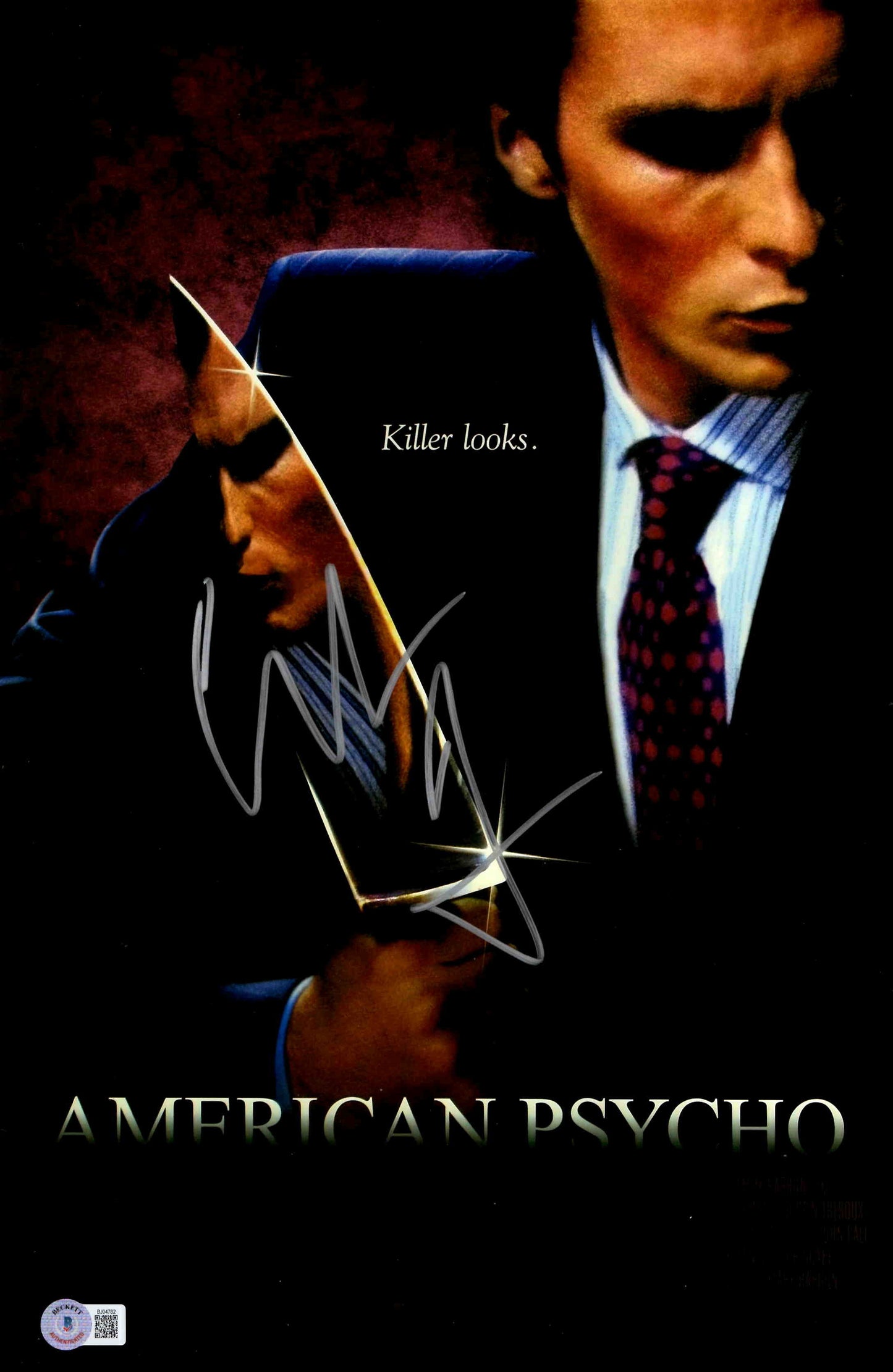 Christian Bale Signed 11x17 Photo American Psycho with Beckett COA