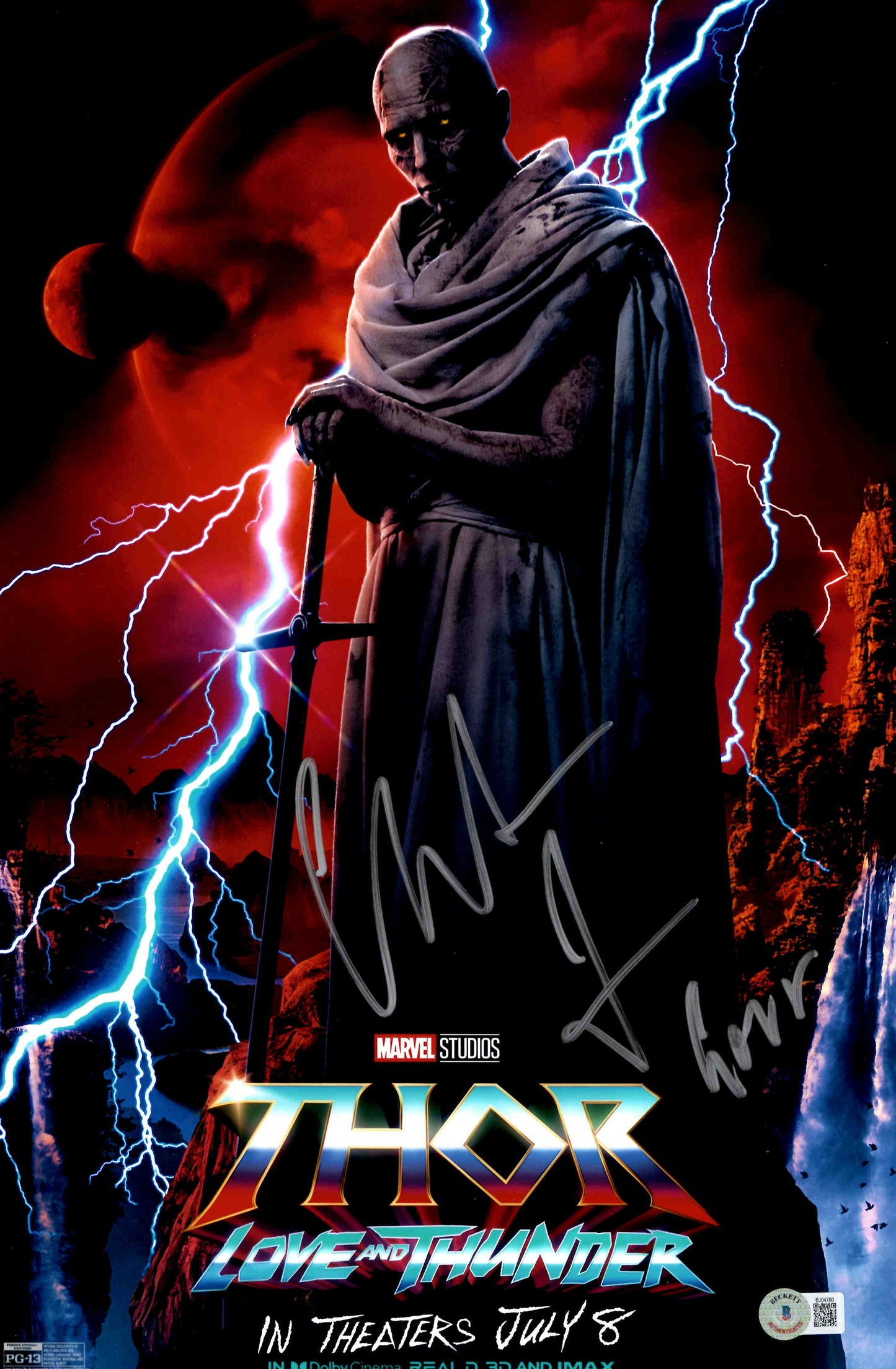 Christian Bale Signed 11x17 Photo Thor Love and Thunder with Beckett COA