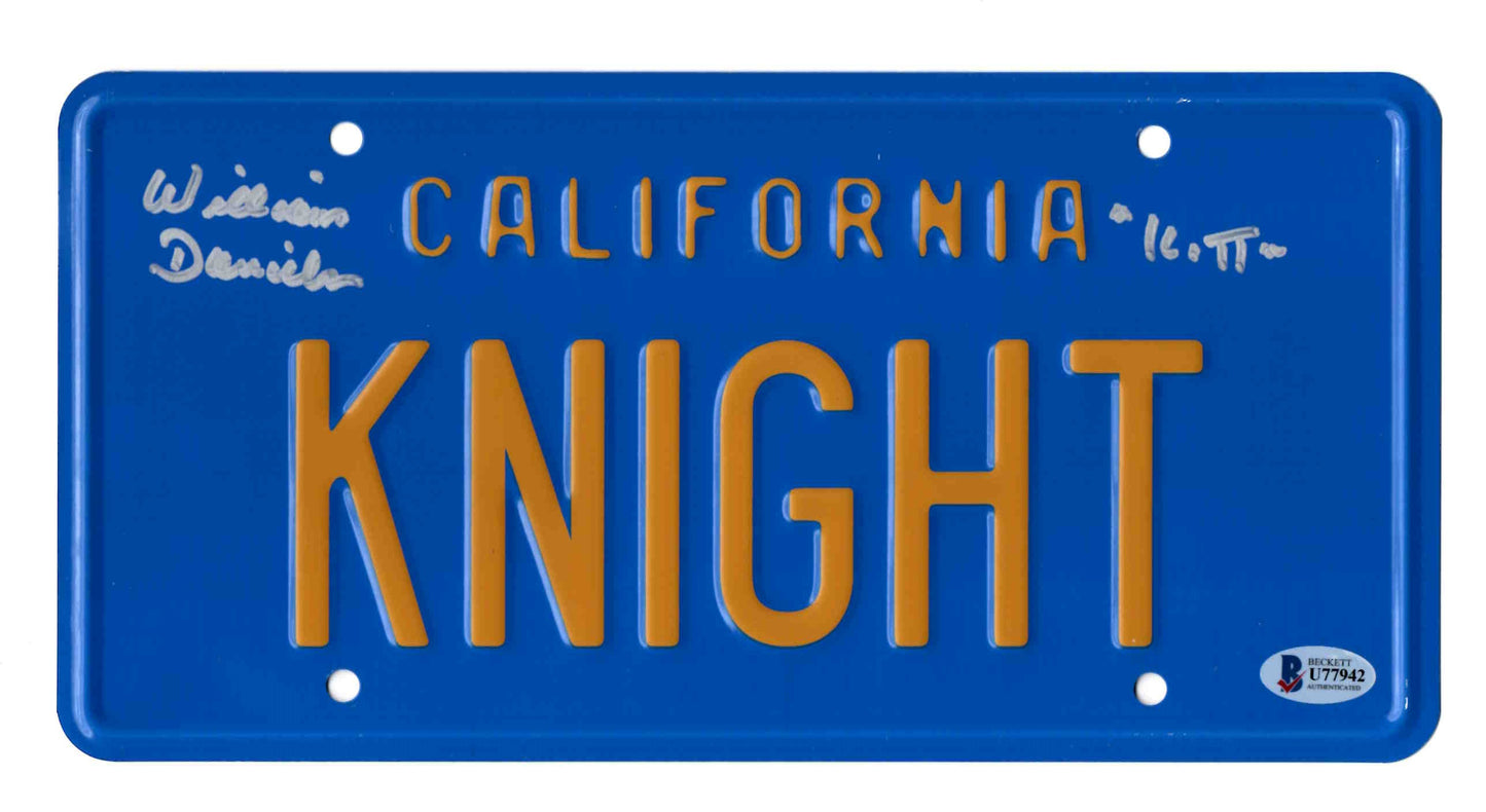 William Daniels Signed Autographed Knight Rider KITT Car License Plate With Beckett COA