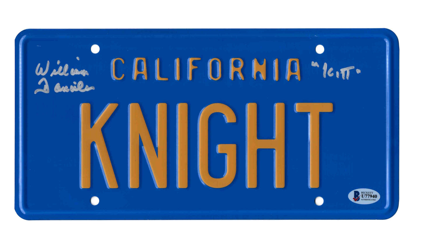 William Daniels Signed Autographed Knight Rider KITT Car License Plate With Beckett COA