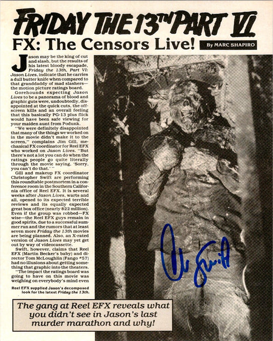 Christopher Swift Signed Autographed 8x10 Jason Lives part 6 Photo