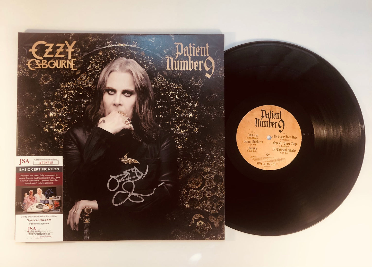 Ozzy Osbourne Signed Autographed Patient Number 9 Vinyl With JSA COA