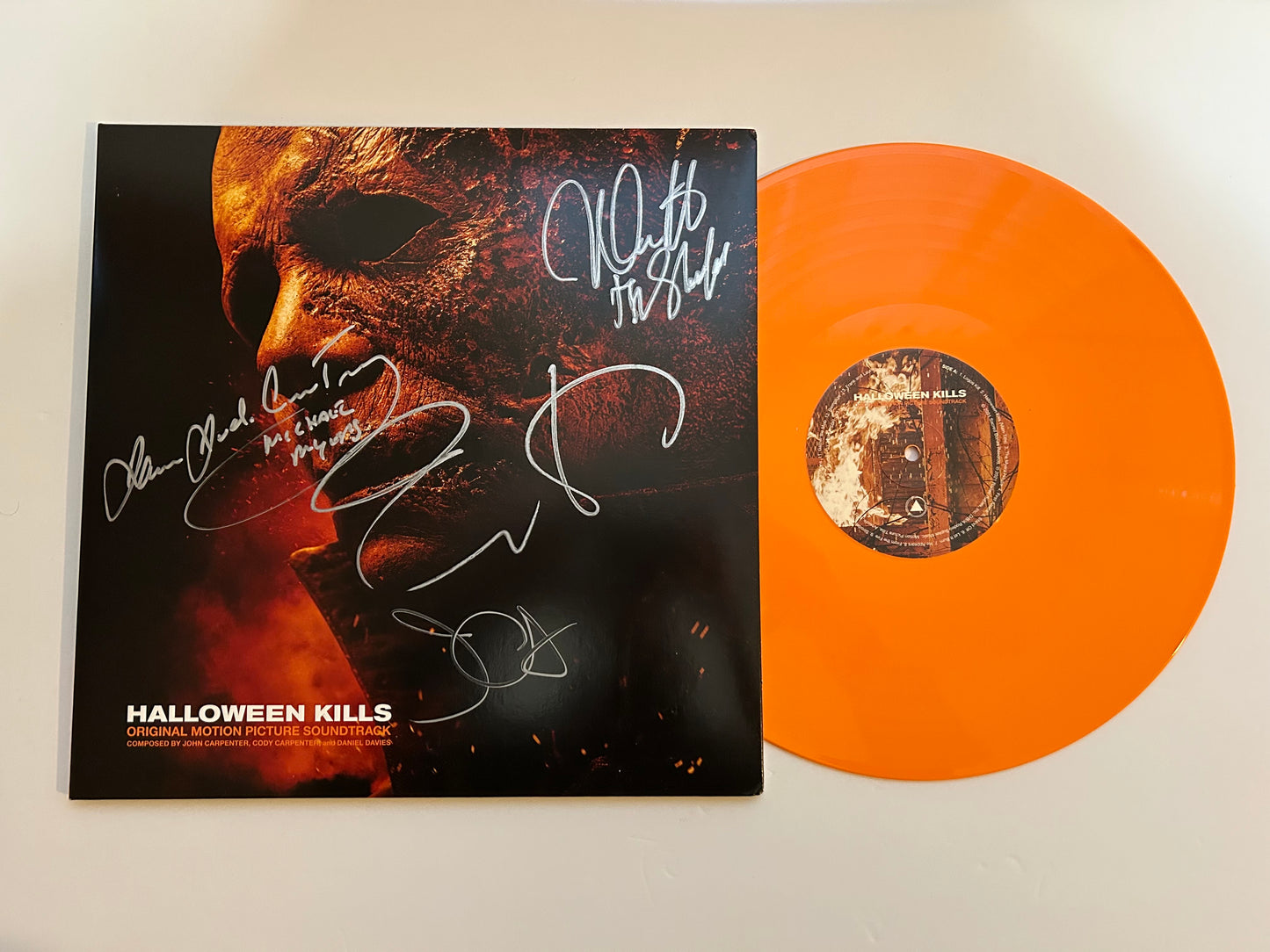 Jamie Lee Curtis, John Carpenter, Nick Castle, James Jude Courtney Signed Autographed Halloween Kills Vinyl with JSA COA