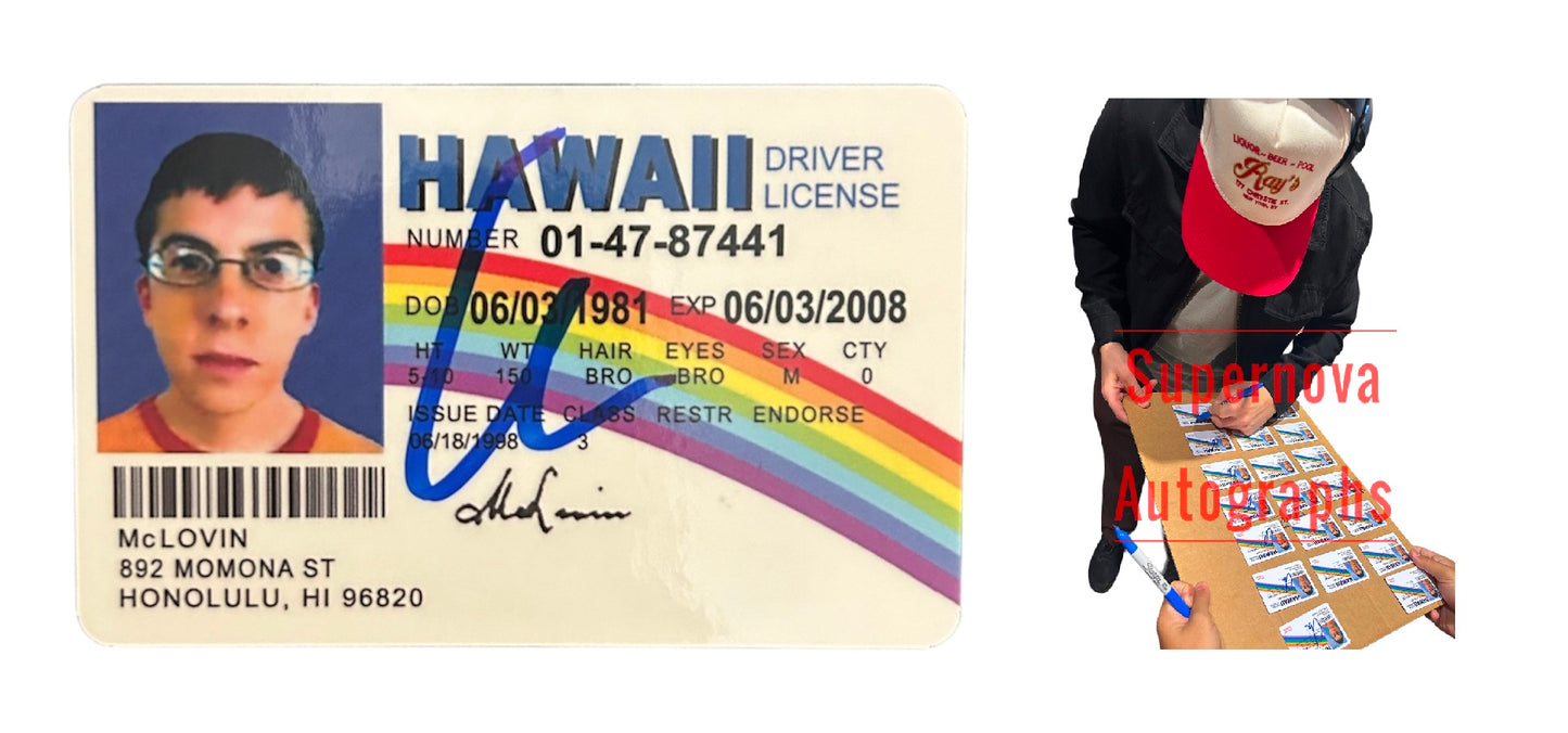 Christopher Mintz-Plasse Signed Autographed McLovin Superbad ID Card with Exact Photo Proof