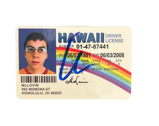 Christopher Mintz-Plasse Signed Autographed McLovin Superbad ID Card with Exact Photo Proof